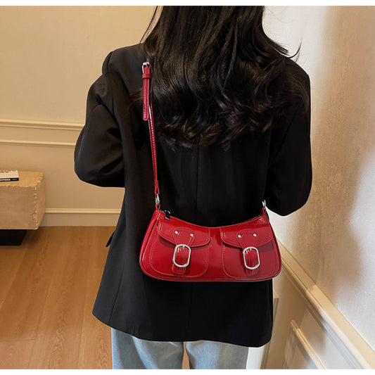 2025 autumn new simple casual belt buckle decorated personality niche crossbody bag
